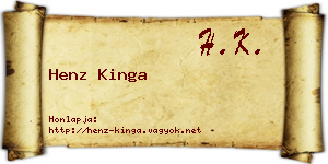 Henz Kinga névjegykártya